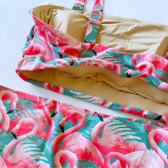 Old Navy | Bandeau Bikini 2-Piece Swim Set Flamingo Fun Pink New 3X Plus Size - Picture 12 of 14